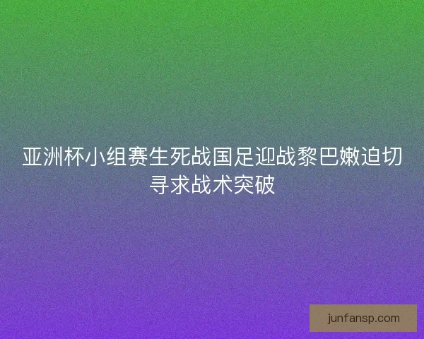 亚洲杯小组赛生死战国足迎战黎巴嫩迫切寻求战术突破