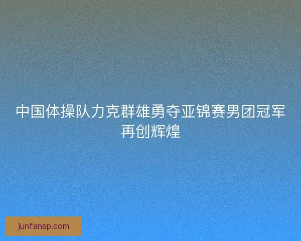中国体操队力克群雄勇夺亚锦赛男团冠军再创辉煌 中国体操队力克群雄勇夺亚锦赛男团冠军再创辉煌